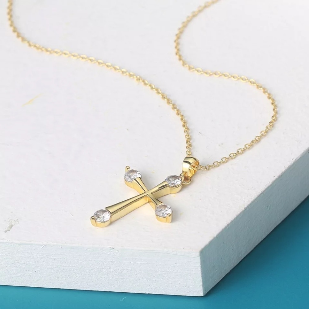 Gold Plated Double Fair Goth Pendants Necklace - Picture 4 of 8